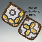 Pair of Tile Print Fabric Potholders (As Shown)