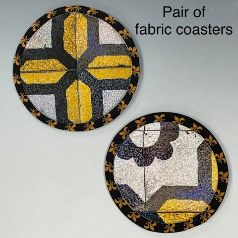 Pair of Tile Print Fabric Coasters (As Shown)